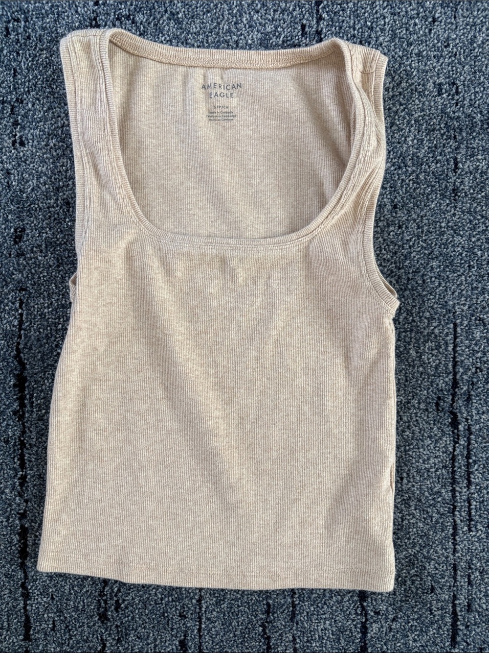 American Eagle Outfitters Ribbed Scoop Neck Tank Top — Tan